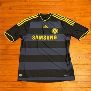 Adidas Men's Black and Yellow Striped Jersey chelsea football club large men’s